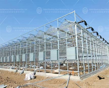 12,000 square meters of multi-span glass greenhouse in the Philippines